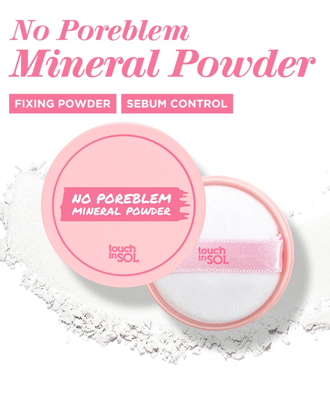 TOUCH IN SOL open powder top view revealing fine translucent mineral texture benefit