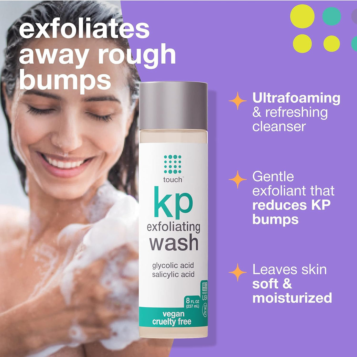 TOUCH foaming pump dispensing soft lather demonstrating easy application and cleansing