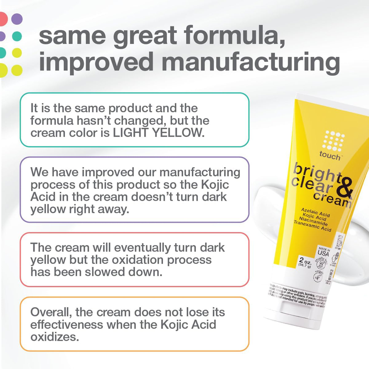 TOUCH applied to elbow and knee showing multi-area brightening benefit