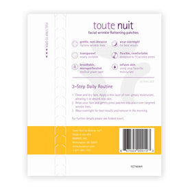 Toute Nuit patch applied on forehead demonstrating targeted wrinkle control benefit