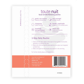 Toute Nuit transparent patch applied to forehead for discreet smoothing