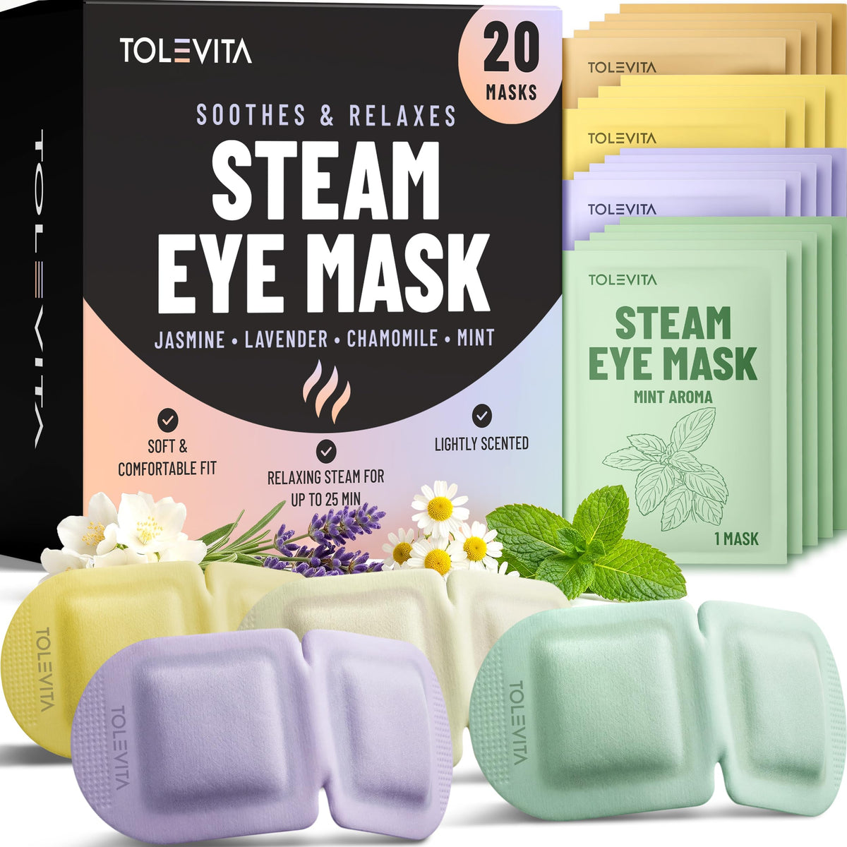 TOLEVITA front packaging showing 20-pack and aroma variety for convenience