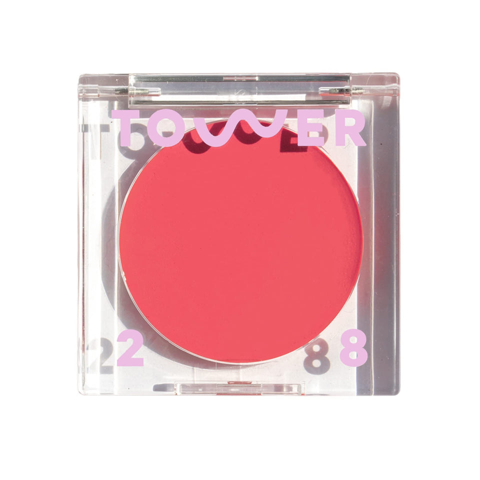 Tower 28 front packaging showing compact tinted lip and cheek balm benefit: easy multitasking