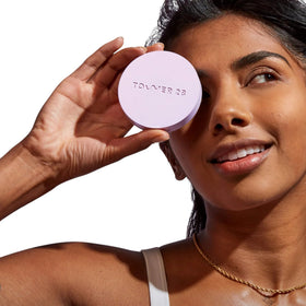 Tower 28 powder puff detail emphasizing gentle application and precision