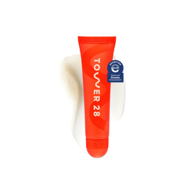 Tower 28 LipSoftie front packaging showing SOS Vanilla and glossy finish benefits