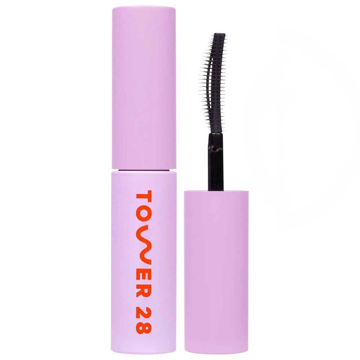Tower 28 front packaging showcasing compact mascara and benefit of portability