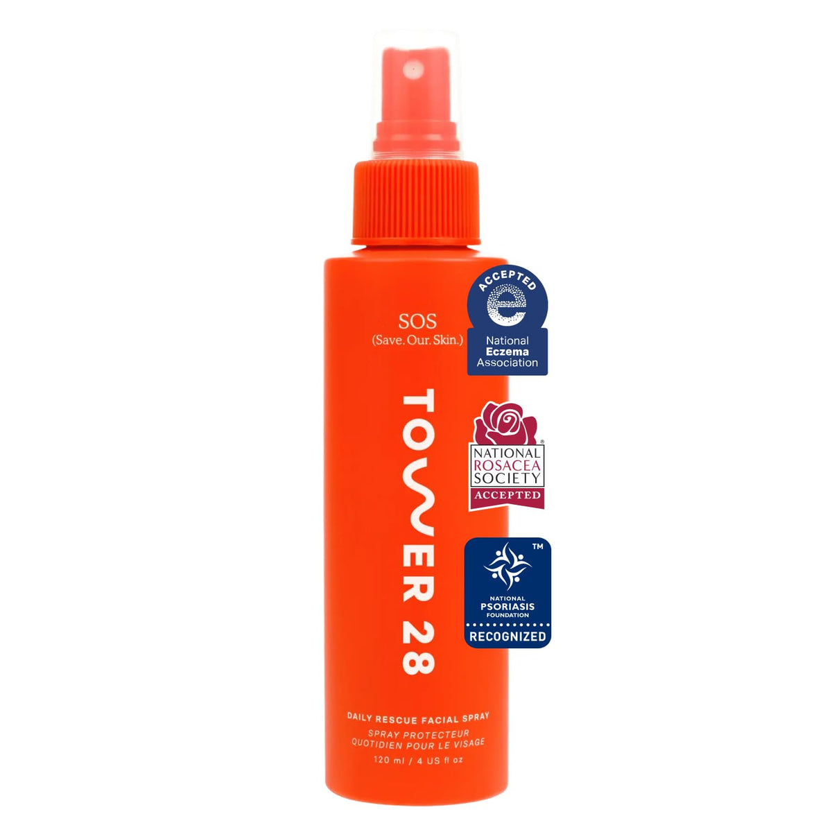 Tower 28 front packaging showing bottle and brand for easy identification and trust