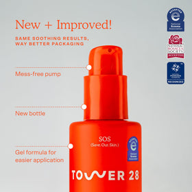Tower 28 pump detail emphasizing easy dispensing and hygienic use