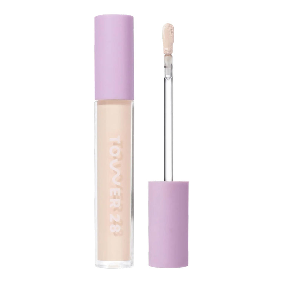 Tower 28 concealer front packaging showing shade and clean branding for quick selection