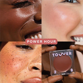 Tower 28 open twist-up stick revealing cream tint texture for easy application