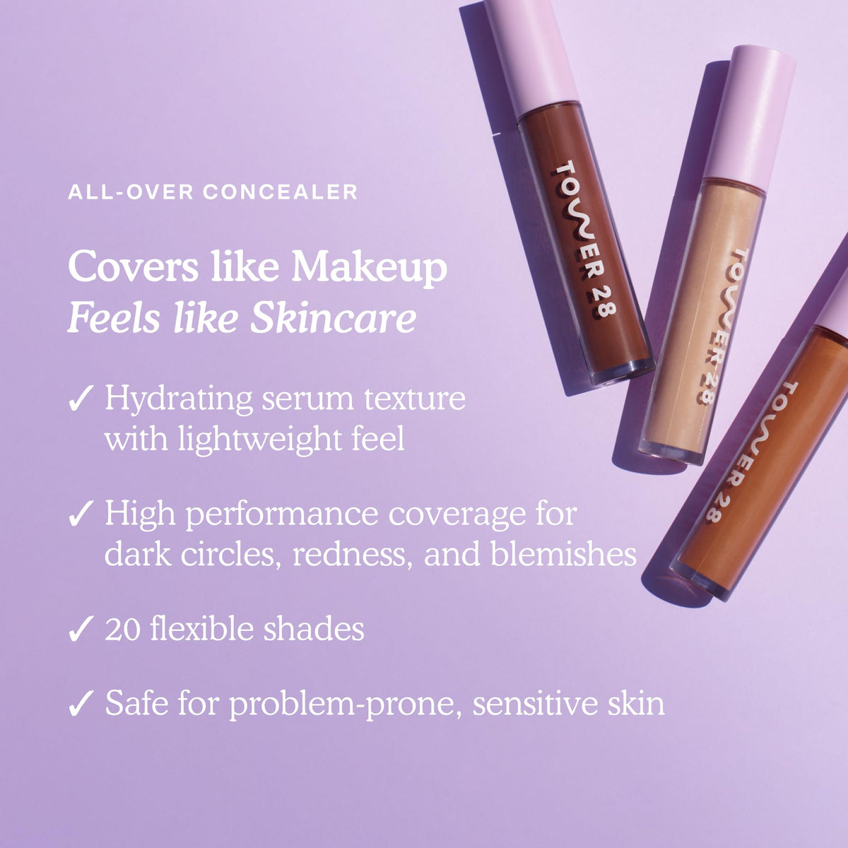 Tower 28 applicator close-up demonstrating precise wand for targeted coverage and easy swiping