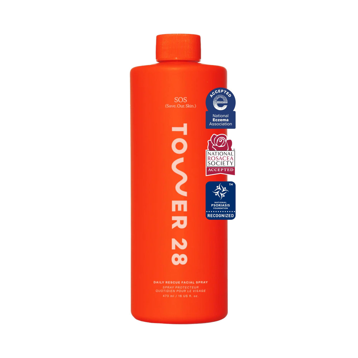 Tower 28 jumbo bottle front view showing label and size for long-lasting use