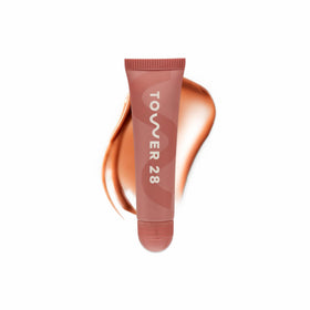 Tower 28 LipSoftie Dulce De Leche front packaging showing shade and glossy finish benefits