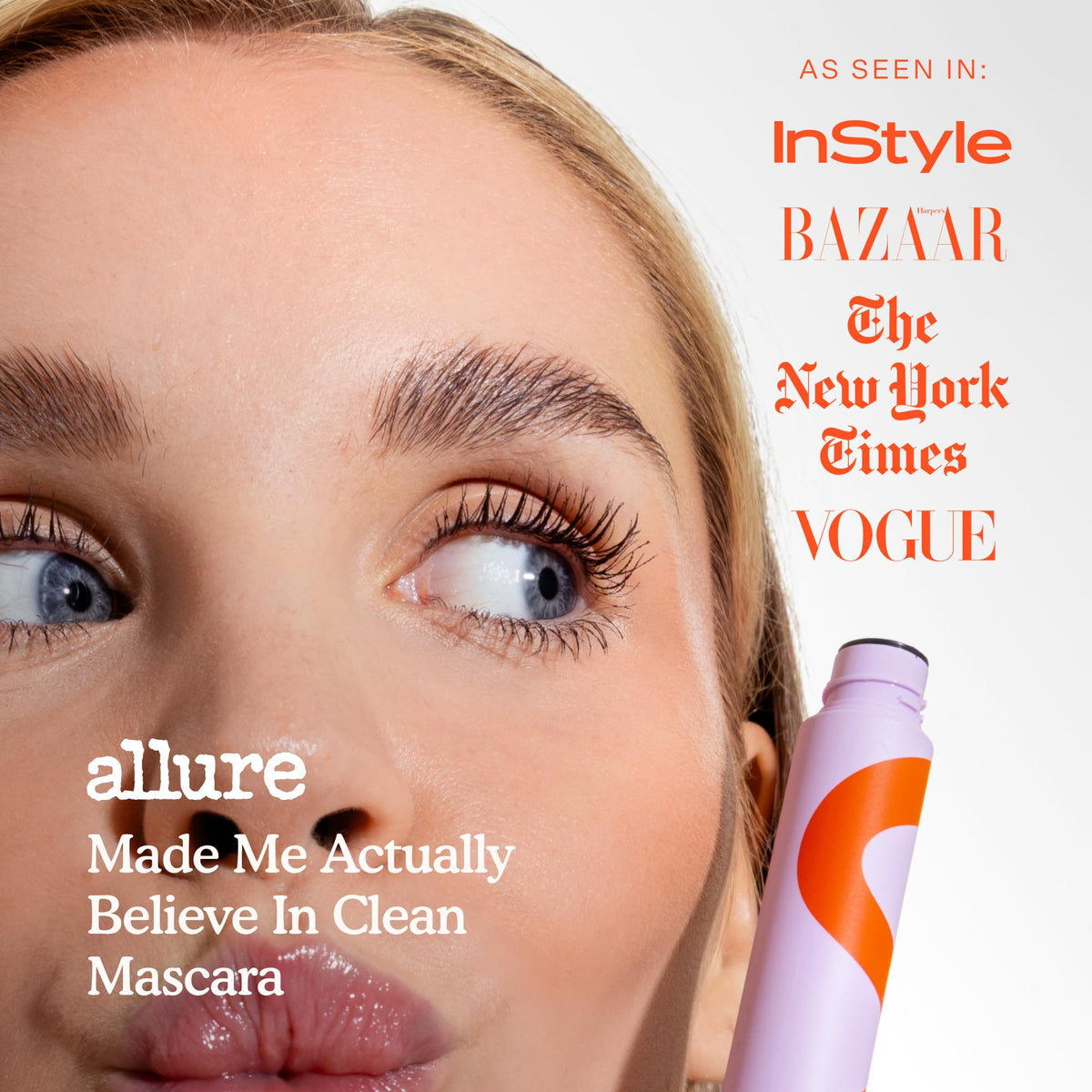 Tower 28 lifestyle model wearing mascara for a comfortable everyday look