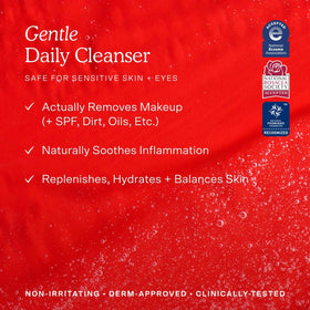 Tower 28 three products lined on bathroom counter showing simple daily routine