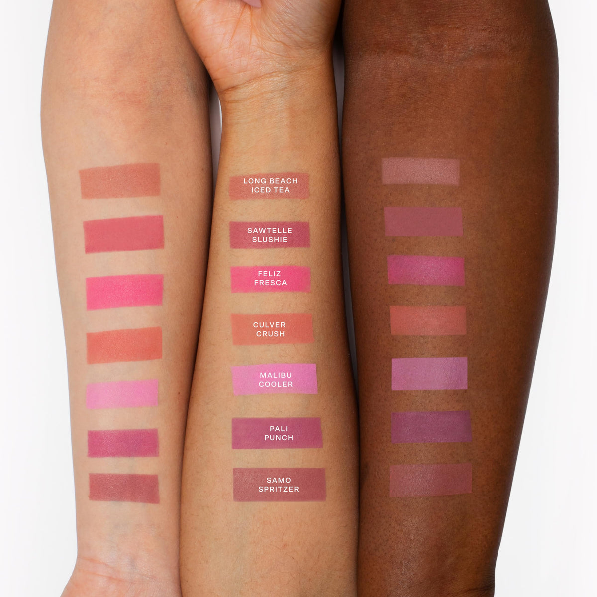 Tower 28 on model in daylight highlighting natural matte cheek finish