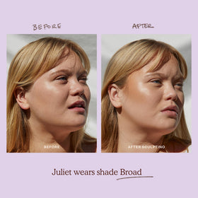 Tower 28 Sculptino applied to cheek showing sculpting effect and natural shadow