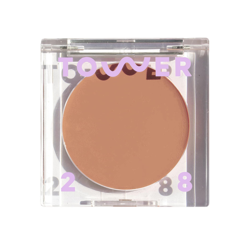 Tower 28 Sculptino compact front view showing neutral matte finish and label benefit