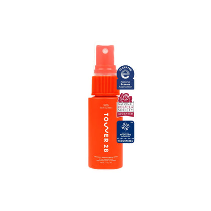 Tower 28 front packaging showing calming hypochlorous acid mist benefit