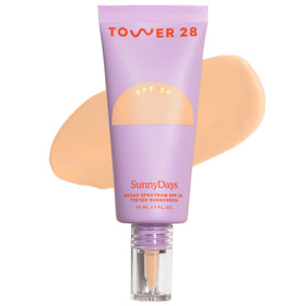 Tower 28 front packaging showing SunnyDays SPF 30 and shade 18 benefit visible protection
