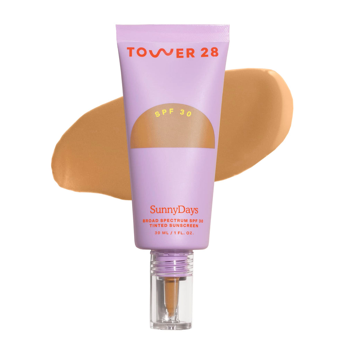 Tower 28 SunnyDays front packaging showing product tube and label, convenient travel size