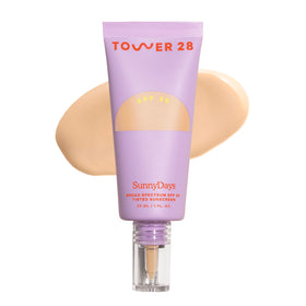 Tower 28 SunnyDays front packaging shows SPF 30 benefits and lightweight base