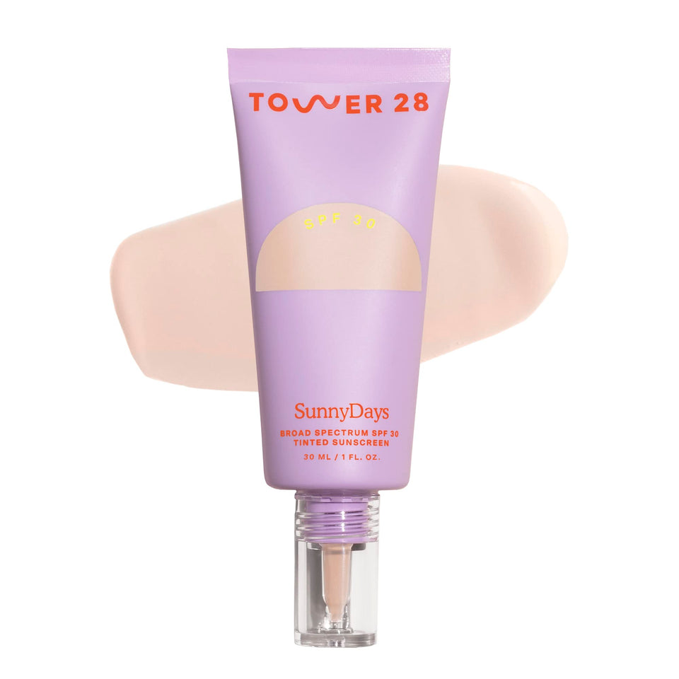 Tower 28 SunnyDays front tube showing shade and SPF protection benefit