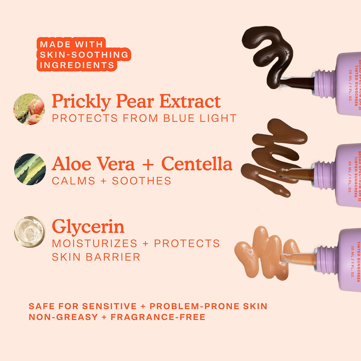 Tower 28 product label highlighting ingredients and SPF 30 benefit for sensitive skin