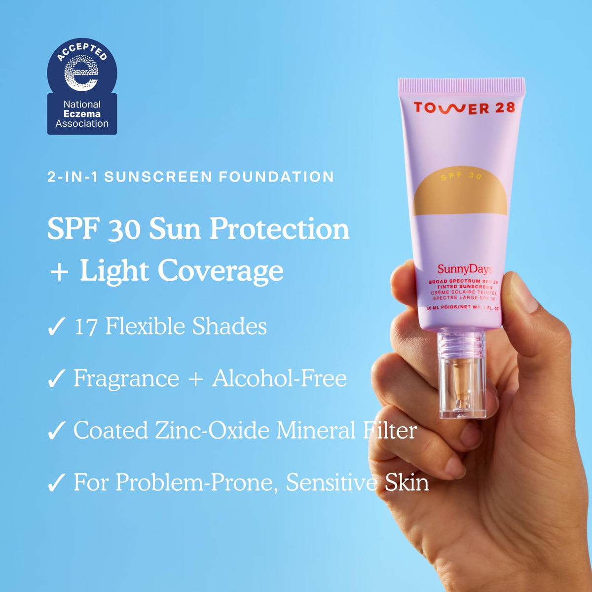 Tower 28 SunnyDays texture swirl highlighting lightweight blend benefit