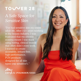 Tower 28 concealer on bathroom counter with natural light, lifestyle daily use