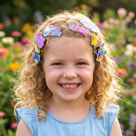 Townley Girl acrylic clips with character patterns adding playful accents