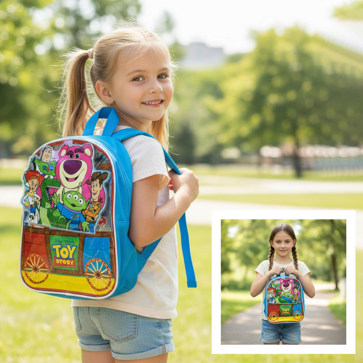 Townley Girl open backpack displaying all included cosmetics and accessories