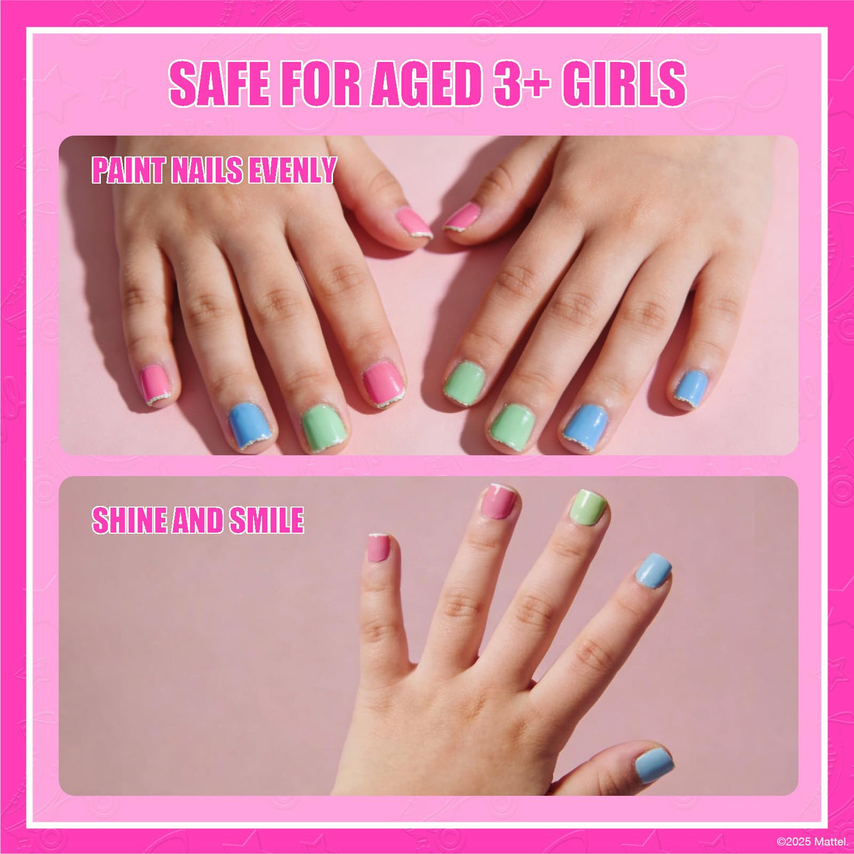 Townley Girl Barbie finished nails on child showing vibrant colors and playful style