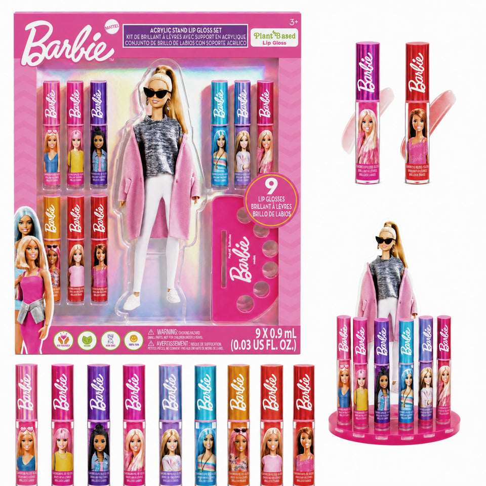 Townley Girl front packaging showing nine glosses and Barbie stand for easy display