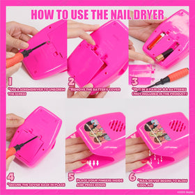 Townley Girl Barbie portable nail dryer displayed upright emphasizing safe airflow