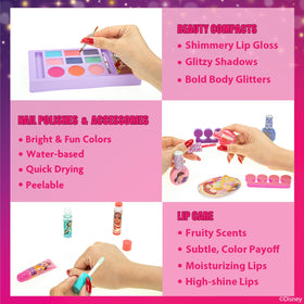 Townley Girl small brushes and tools laid out for precise, kid-friendly makeup play