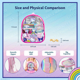 Townley Girl clear PVC backpack front with Hello Kitty print for visible storage