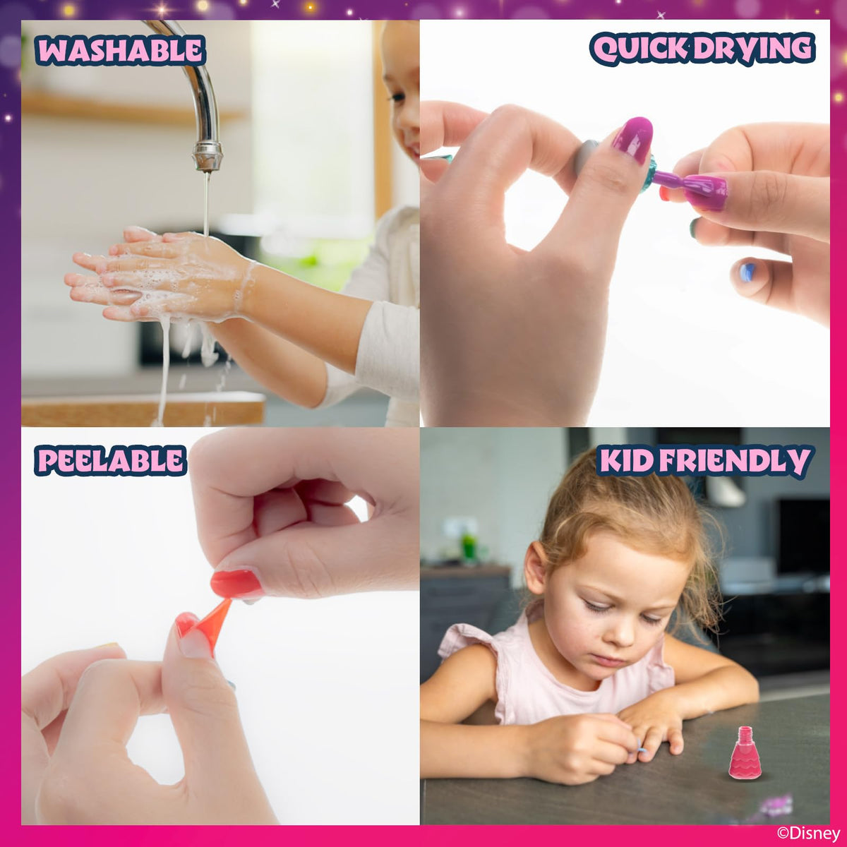 Townley Girl bottles next to coin to show compact child-friendly size