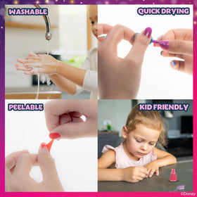 Townley Girl bottles next to coin to show compact child-friendly size