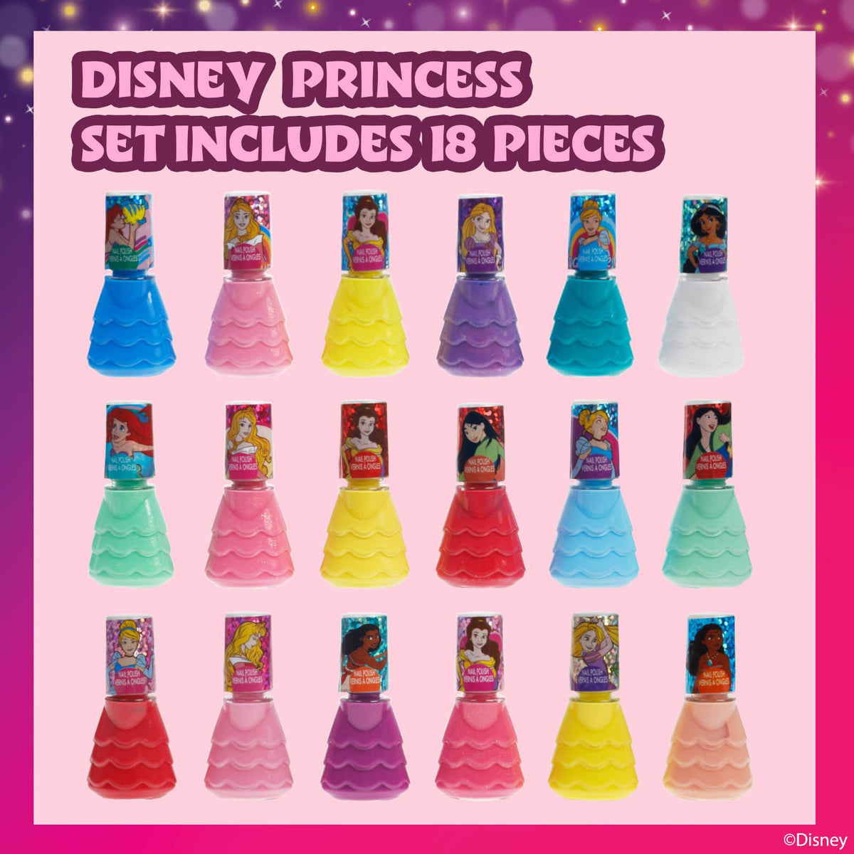 Townley Girl open bottles displayed to highlight brush and color choices