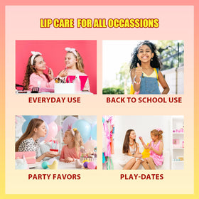 Townley Girl flavor labels and colors displayed to show peach, grape, blueberry and more variety