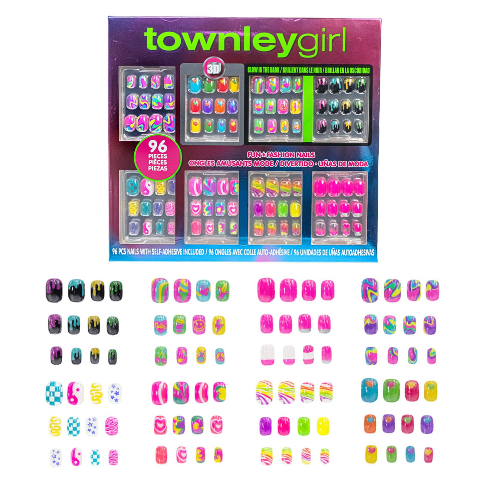 Townley Girl front packaging showing colorful nail set and benefits
