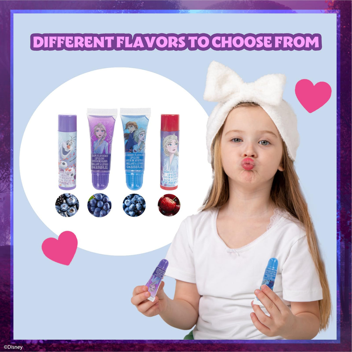 Townley Girl flavored lip balm tubes displayed showing grape and cherry flavors