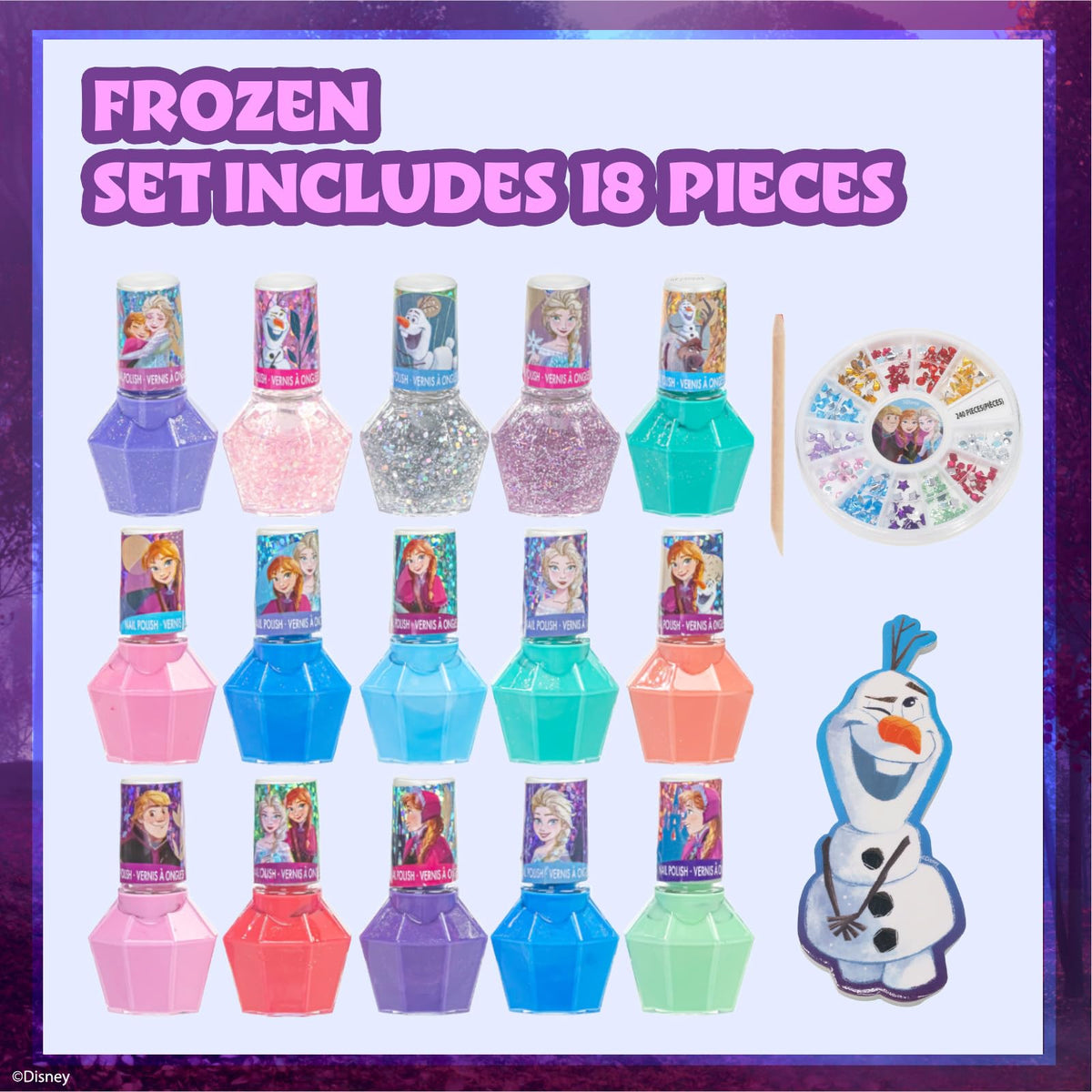 Townley Girl arranged diamond-shaped polish bottles highlighting colorful kid-friendly grips