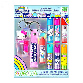 Townley Girl front packaging showing seven Hello Kitty lip balms, playful gift appeal
