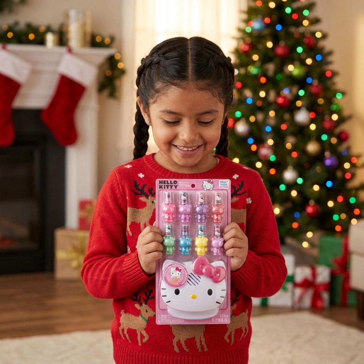 Townley Girl polish set held in hands to show actual size and child-friendly scale