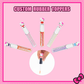 Townley Girl Hello Kitty tubes lined up for scale showing compact size and party-ready quantity