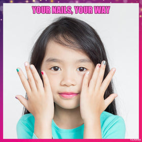 Townley Girl child applying polish on small hands highlighting quick-dry convenience