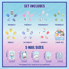 Townley Girl close-up of nail tips displaying colorful Hello Kitty character designs