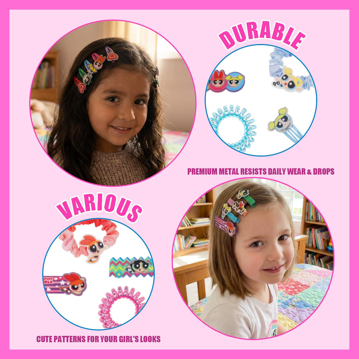 Townley Girl acrylic clips close-up displaying character details and secure hold